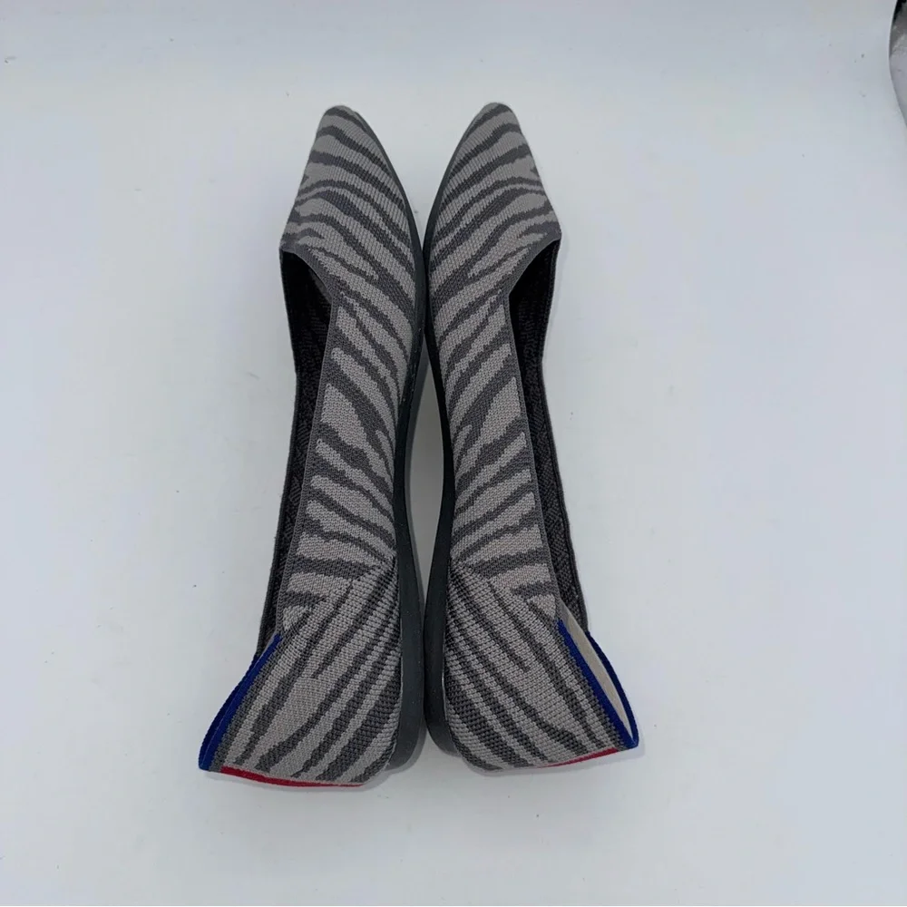 Rothy’s - Women’s The point flat shoes grey knit Zebra print slip on size 9.5